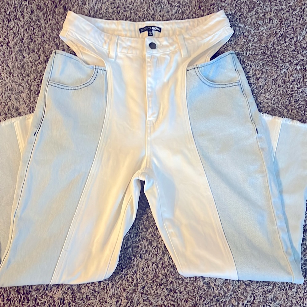 Two tone blue and white jean fashion nova jeans
